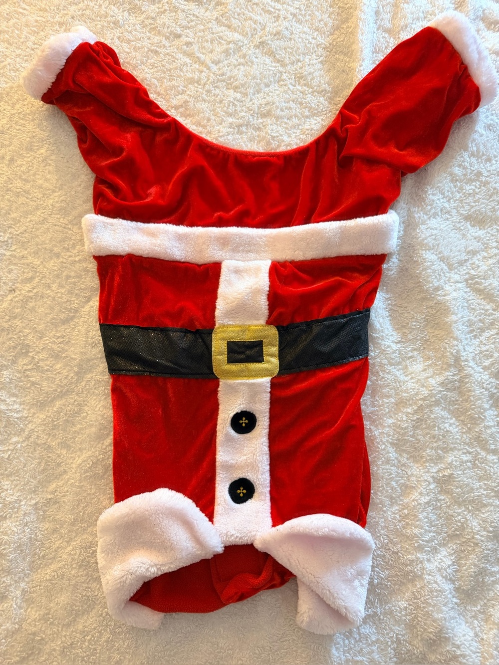 Holiday Santa Red Dog Costume- Cozy Faux Fur Trim